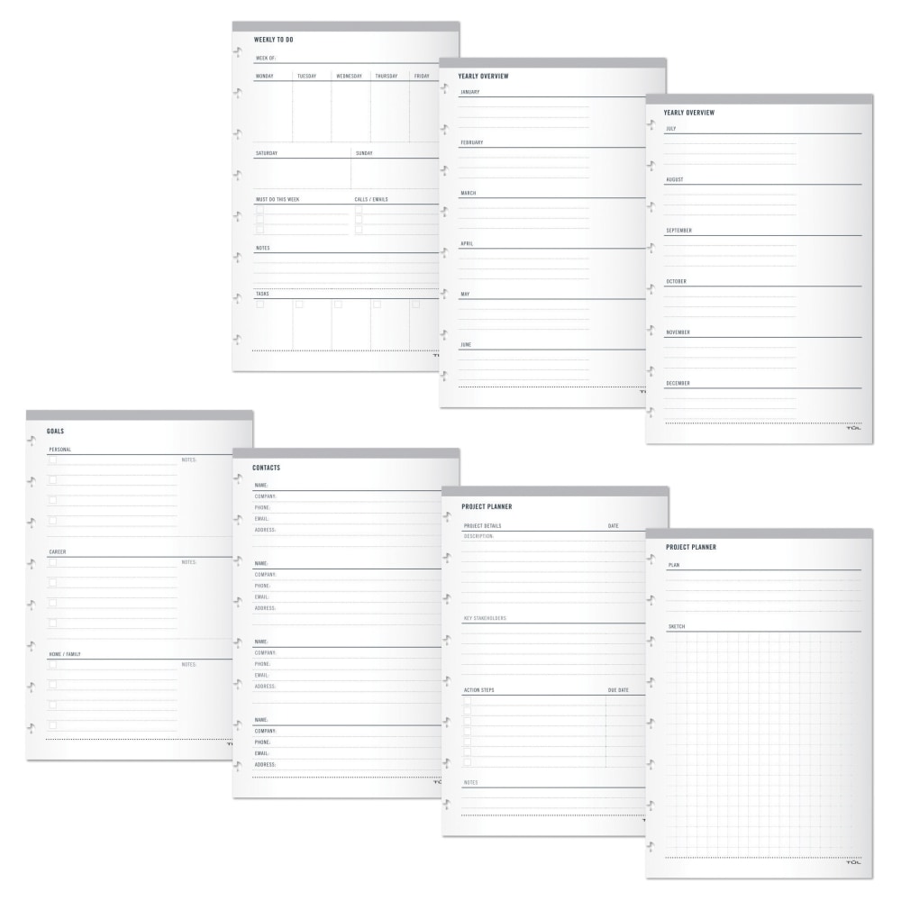 TUL® Discbound Organizational Inserts, Junior Size, White, Pack