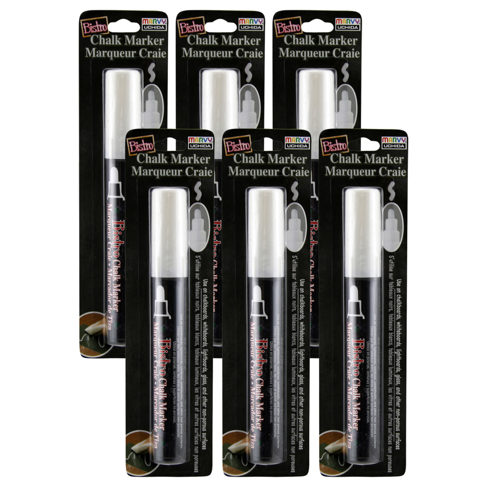 Marvy Uchida Bistro Chalk Markers, Broad Tip, White,