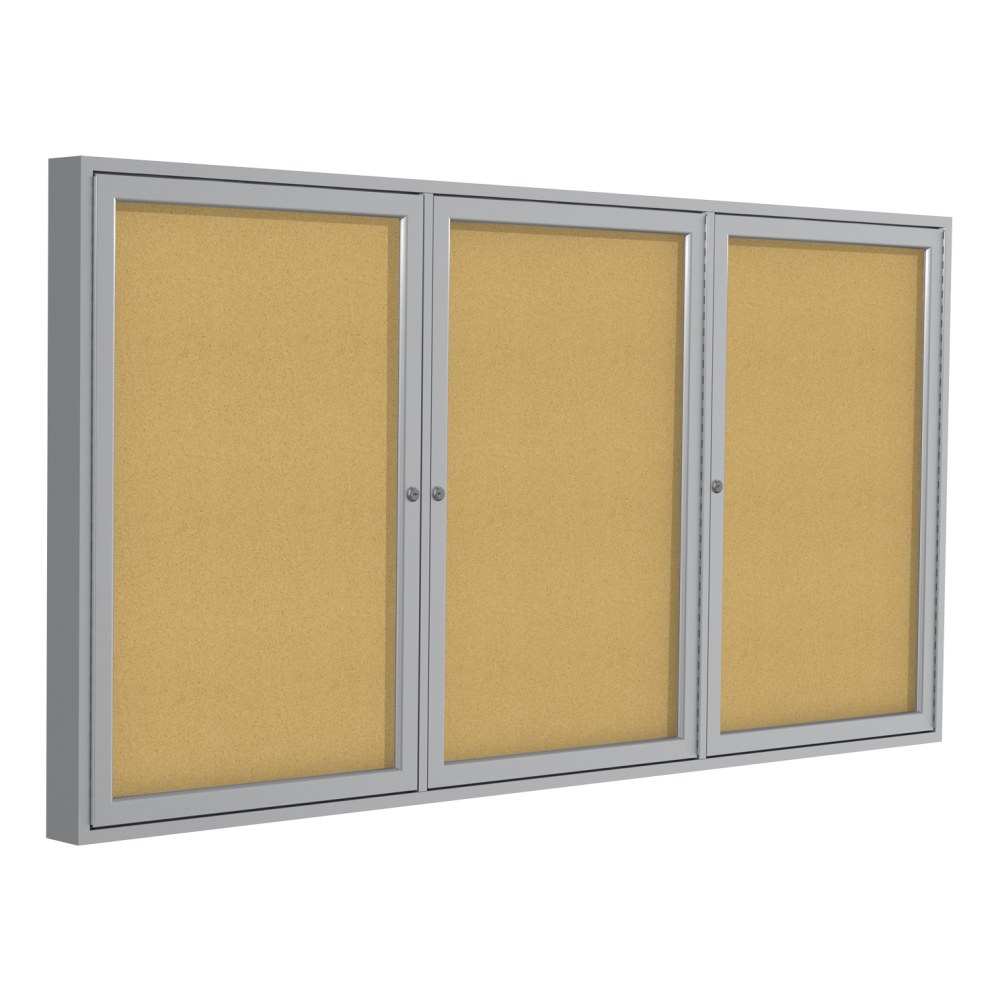 Ghent 3-Door Enclosed Cork Bulletin Board, 48" x