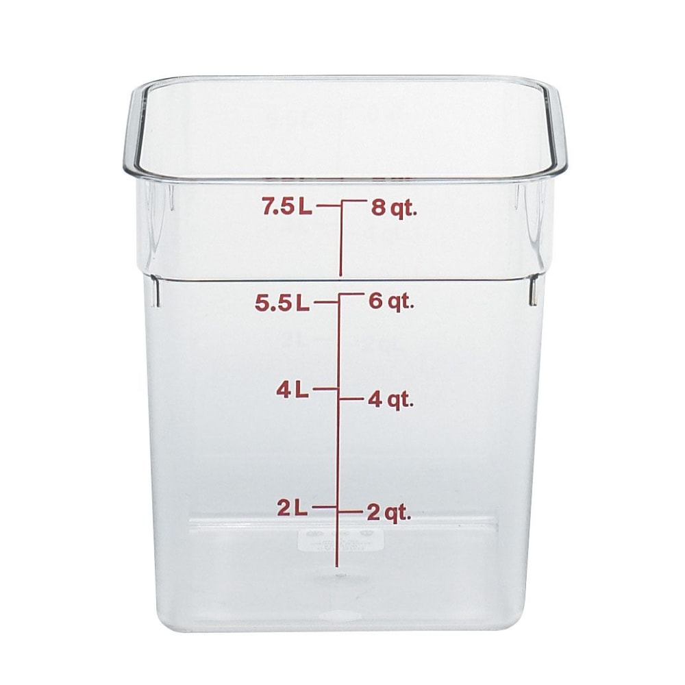 Cambro Square Food Storage Containers, 8-Quart, Clear, Pack