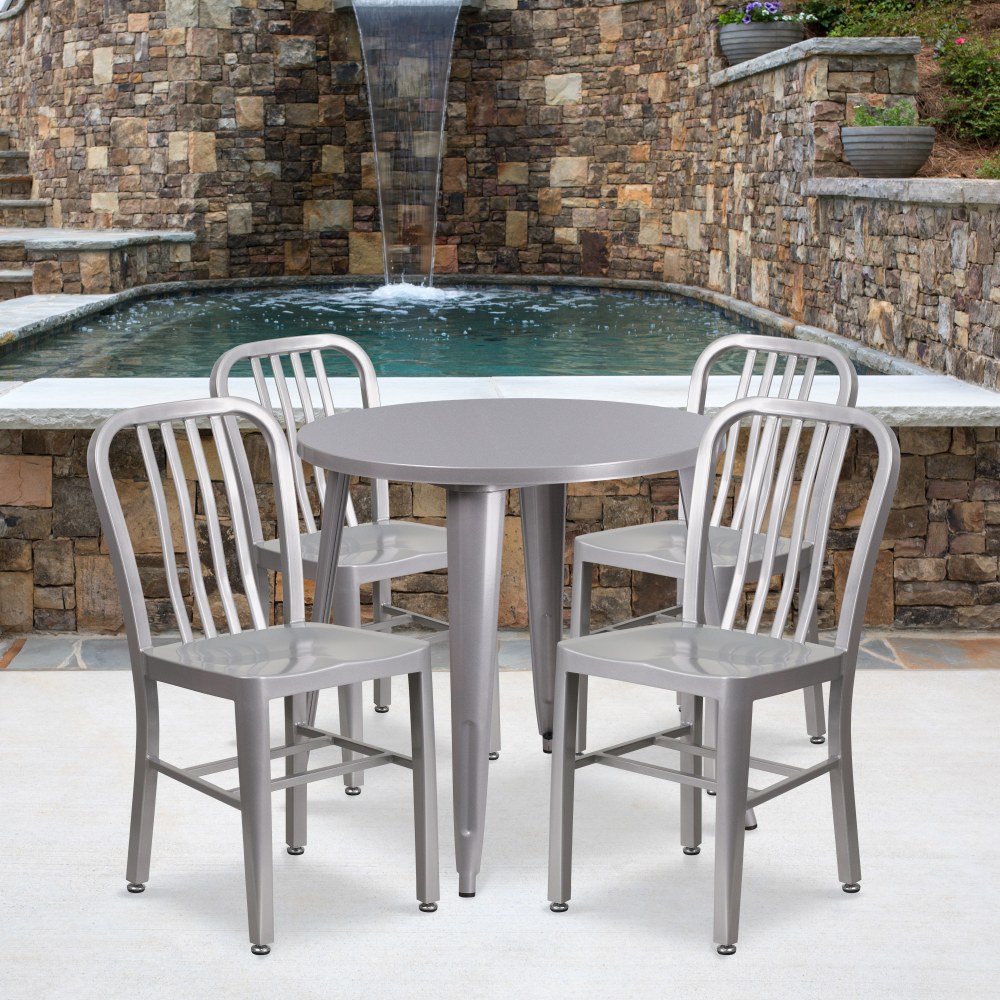 Flash Furniture Commercial Grade Round Metal Indoor-Outdoor Table