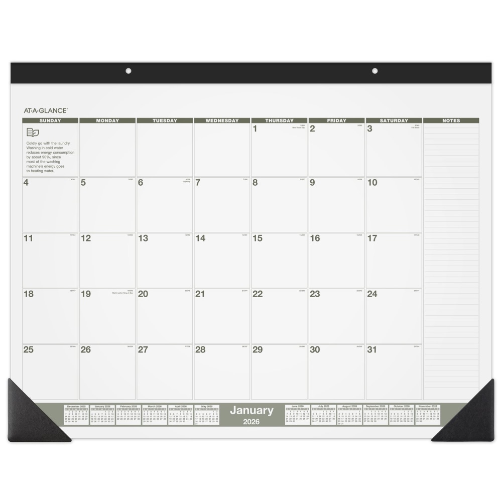 AT-A-GLANCE® 2026 Recycled Monthly Desk Pad Calendar, Standard,
