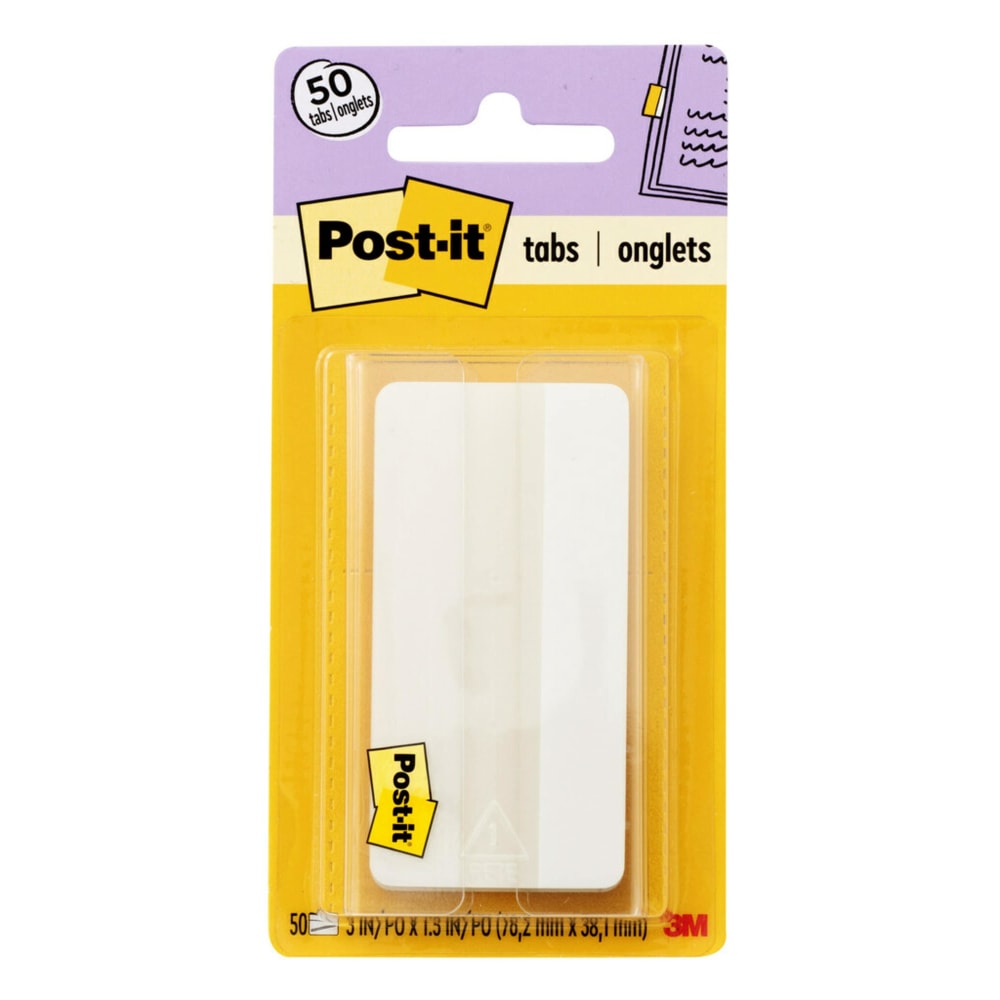Post-it Notes Durable Filing Tabs, 3", White, Pack