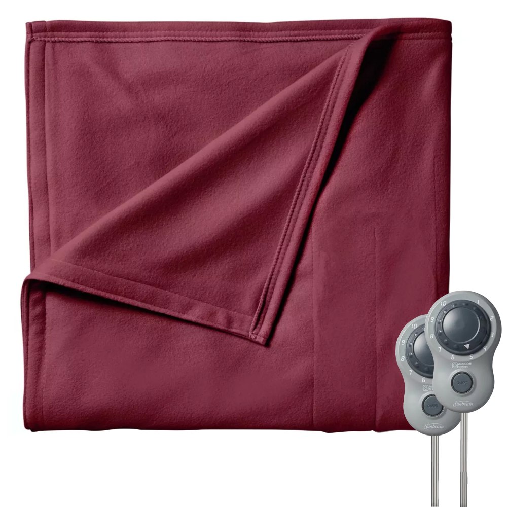 Sunbeam Queen-Size Electric Fleece Heated Blanket With Dual