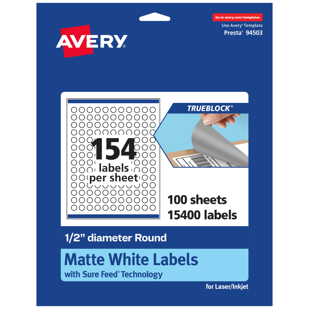Avery® Print-To-The-Edge TrueBlock® Labels With Sure Feed®,