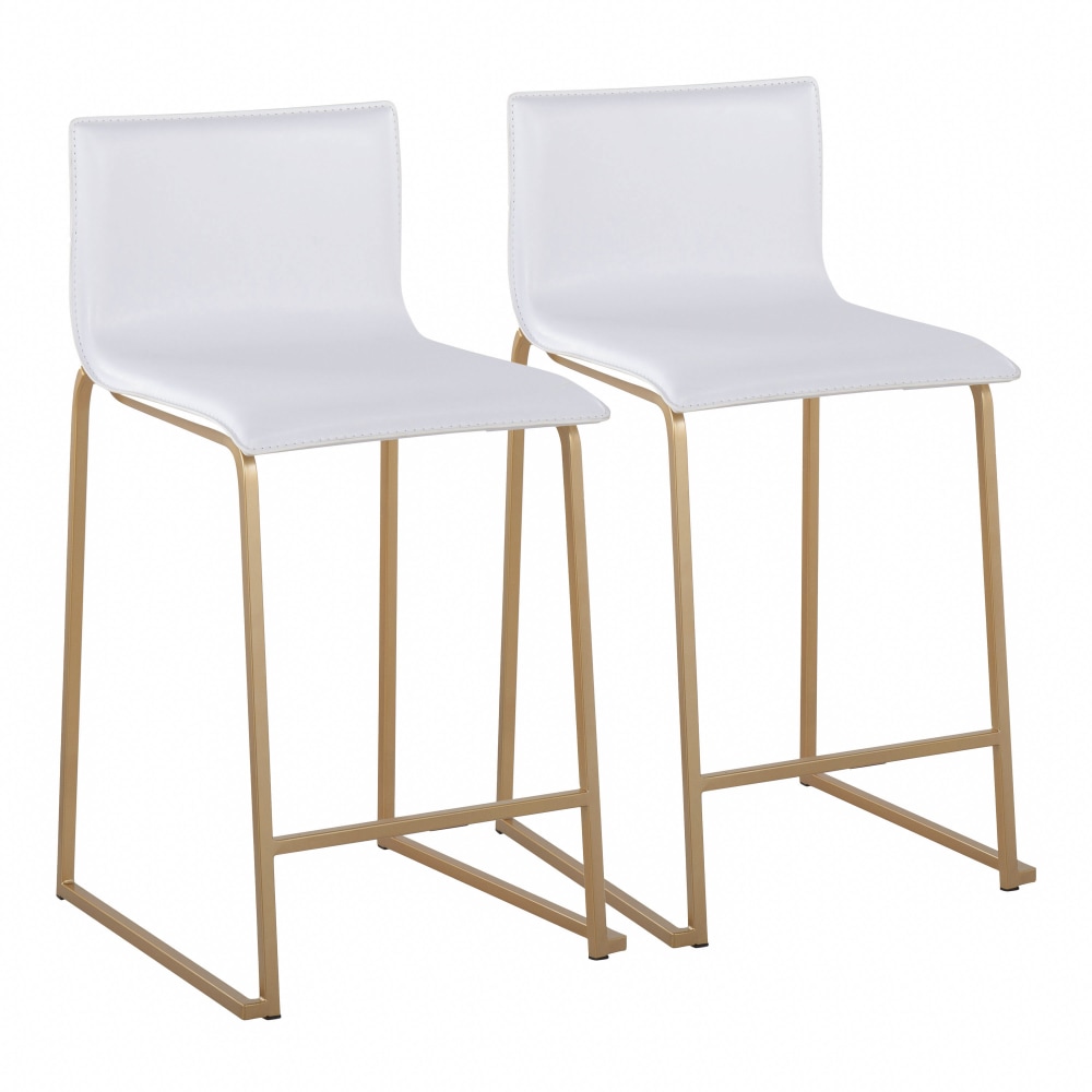 LumiSource Mara Counter Stools, Gold/White, Set Of 2