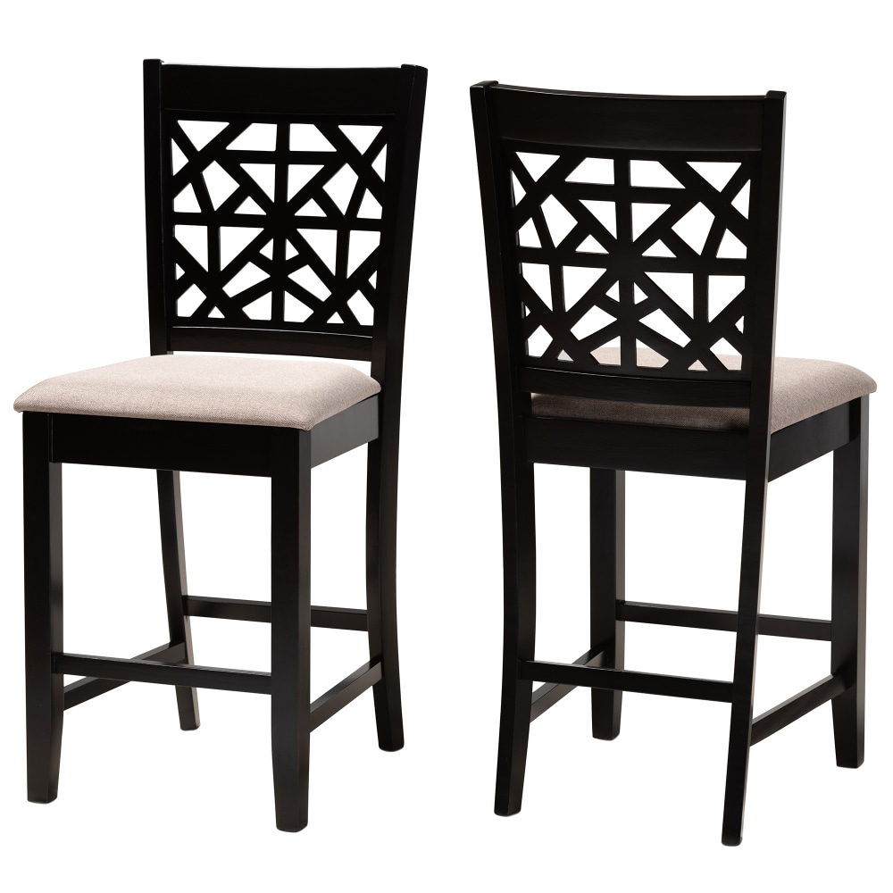Baxton Studio Devon Counter Stools, Sand/Espresso Brown, Set