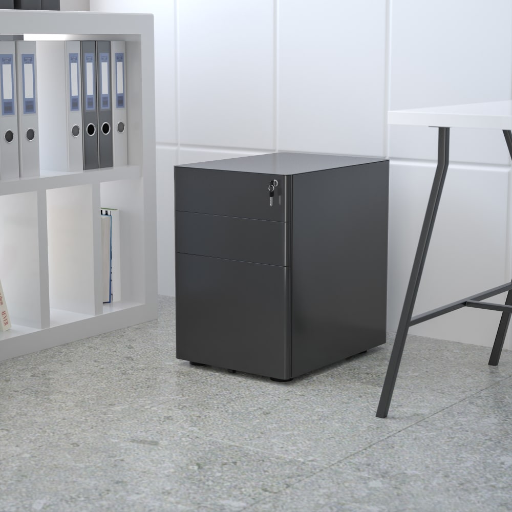 Flash Furniture Modern 21"D Vertical 3-Drawer Mobile Locking