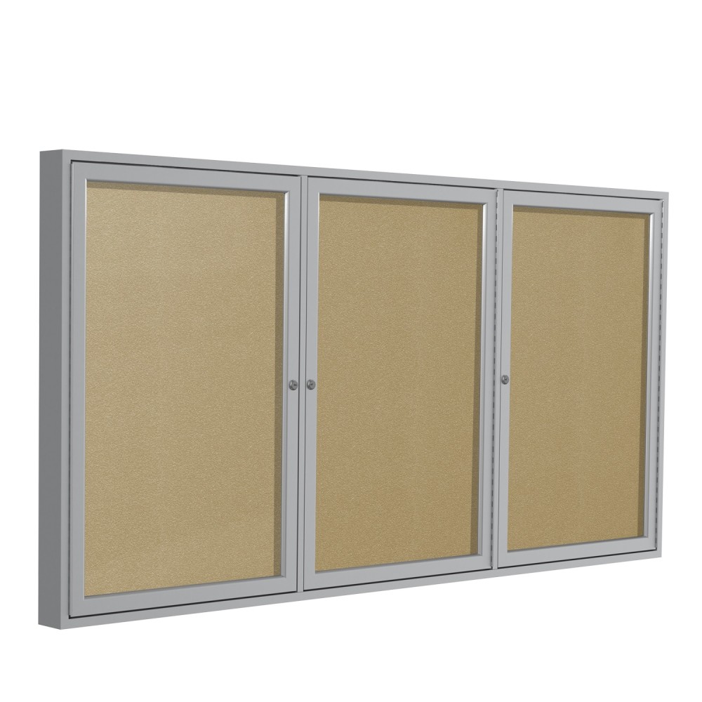 Ghent 3 Door Enclosed Vinyl Bulletin Board, Satin