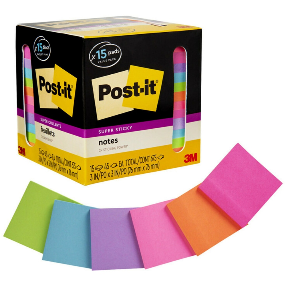 Post-it Super Sticky Notes, 3 in x 3