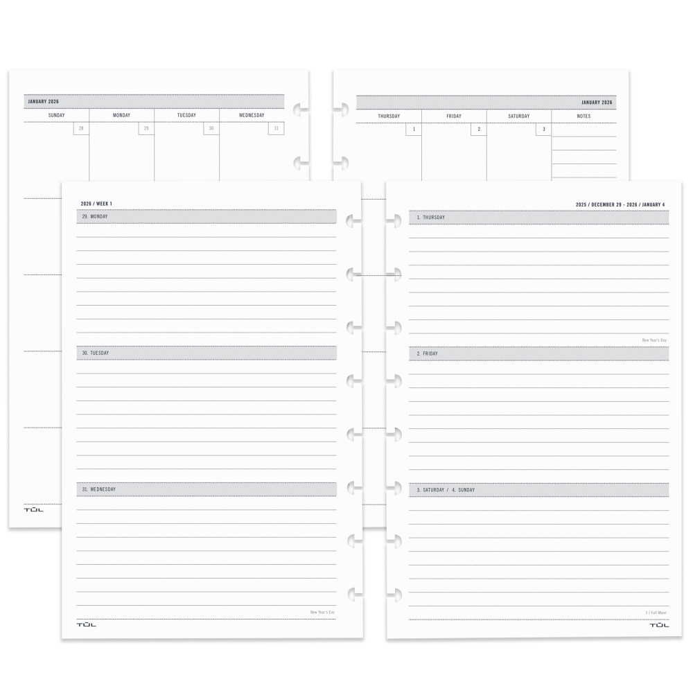 2026 TUL® Discbound Weekly/Monthly Planner Refill Pages, Junior