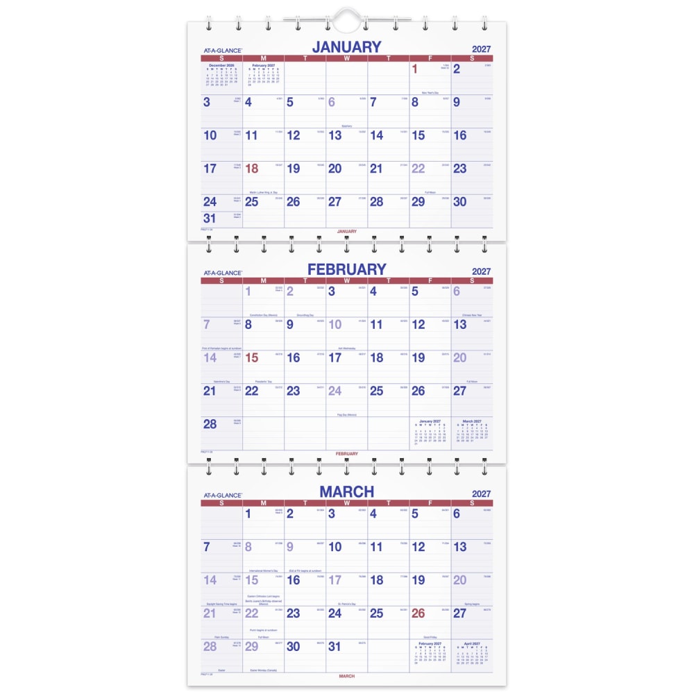 AT-A-GLANCE® 2027 Move-A-Page Three Month Wall Calendar, Large,
