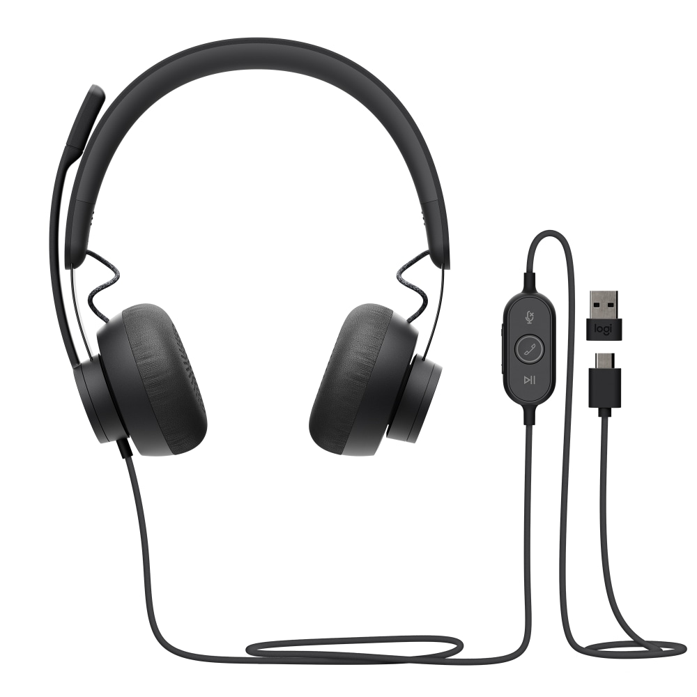 Logitech Zone 750 Wired On-Ear Headset with Advanced