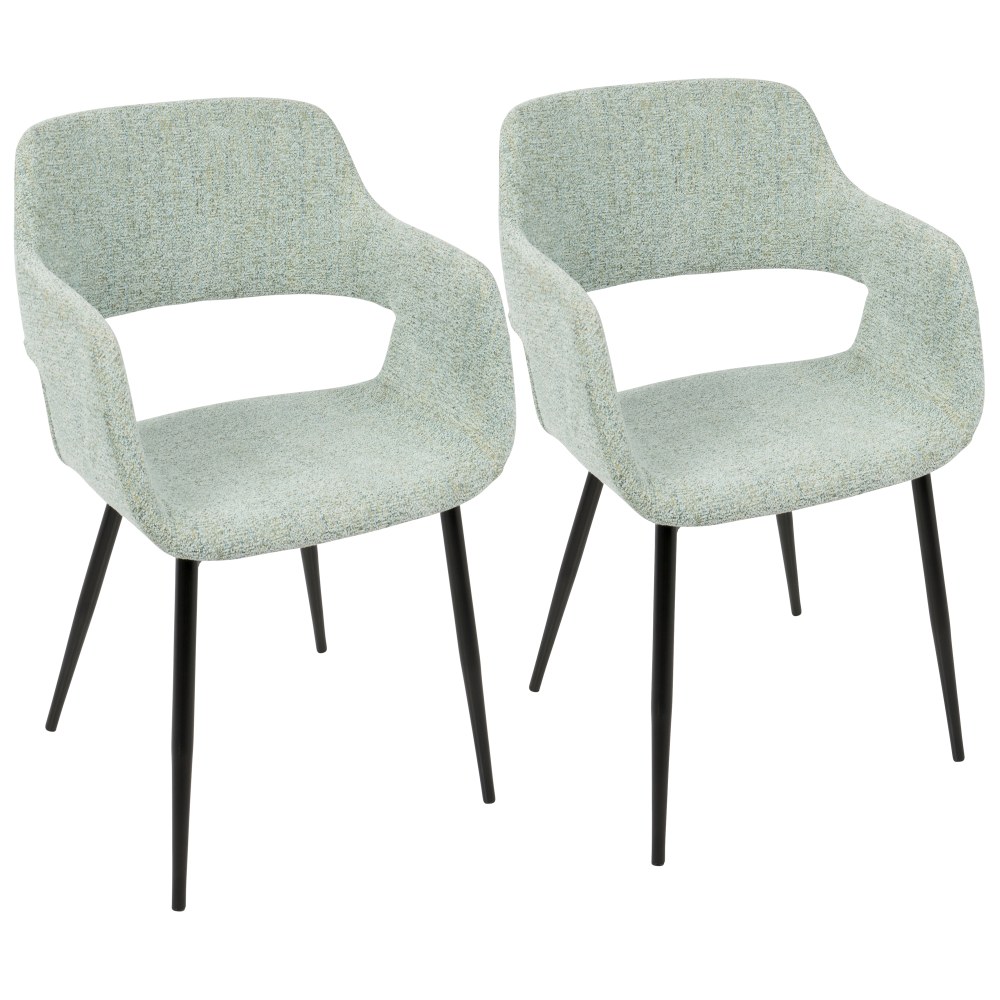 LumiSource Margarite Dining Chairs, Light Green/Black, Set Of