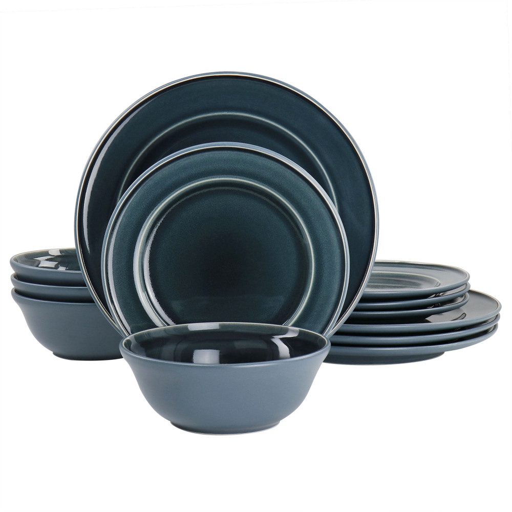 Martha Stewart 12-Piece Reactive Glaze Stoneware Dinnerware Set,