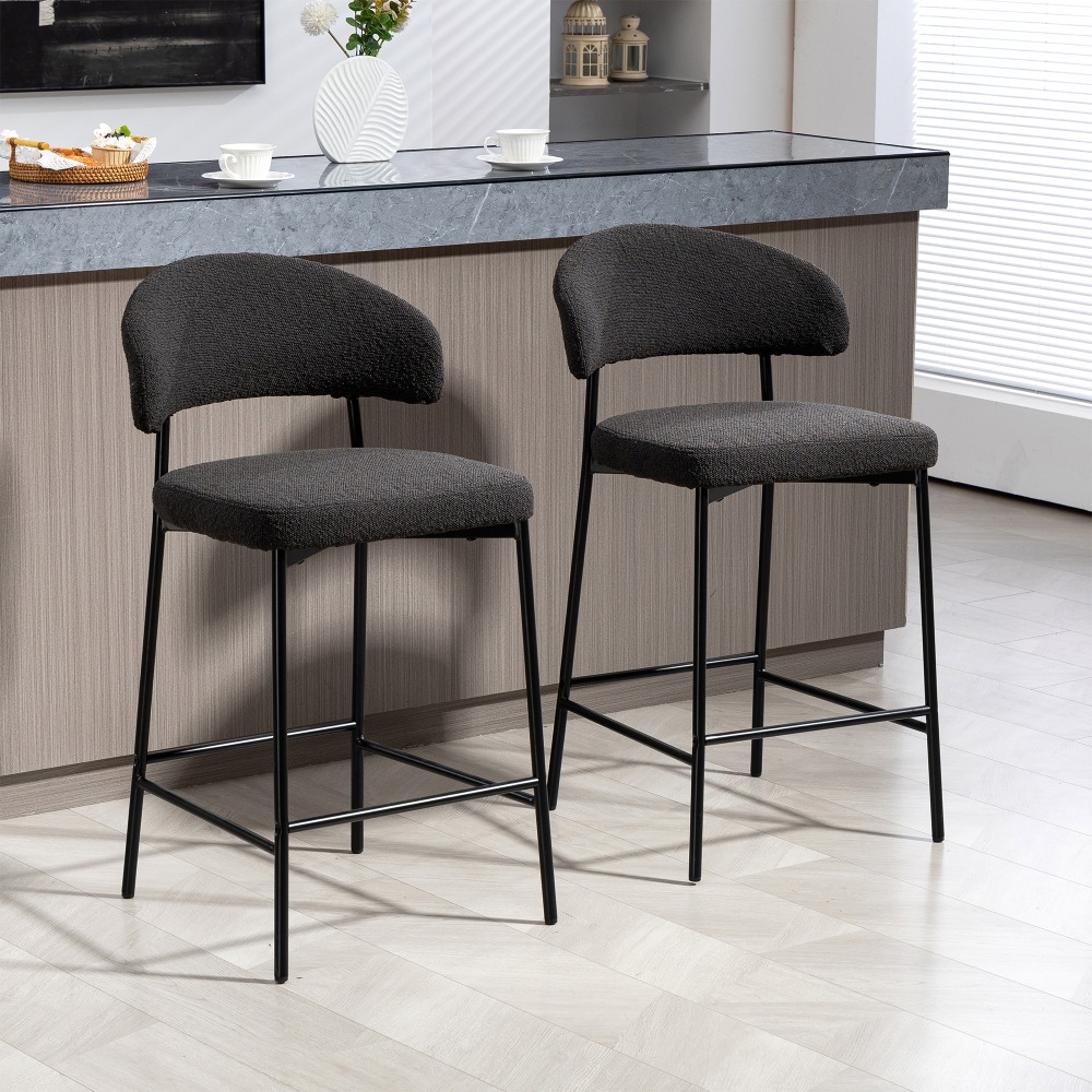 Glamour Home Bennett Upholstered Fabric Counter-Height Stools