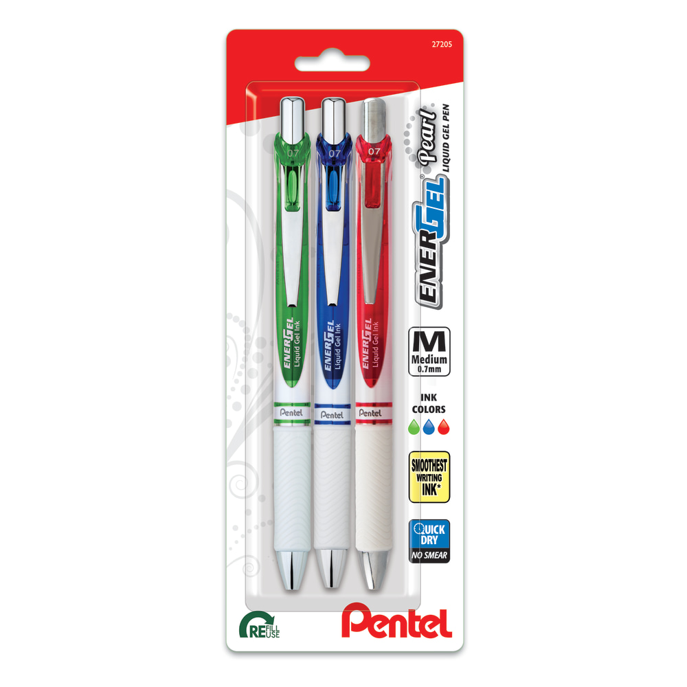 Pentel® EnerGel™ Deluxe Pearl Pens, Medium Point, 0.7