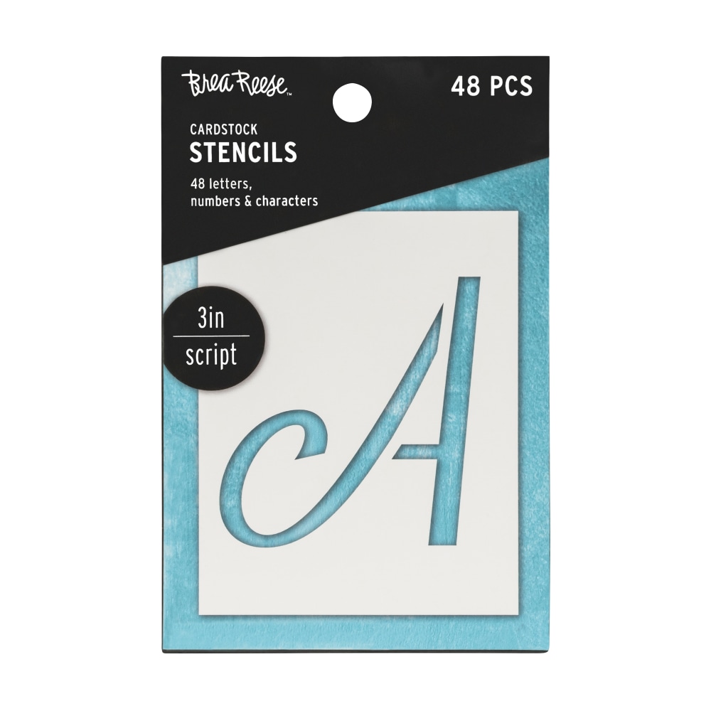 Brea Reese Script Cardstock Stencils, 3", White, Pack