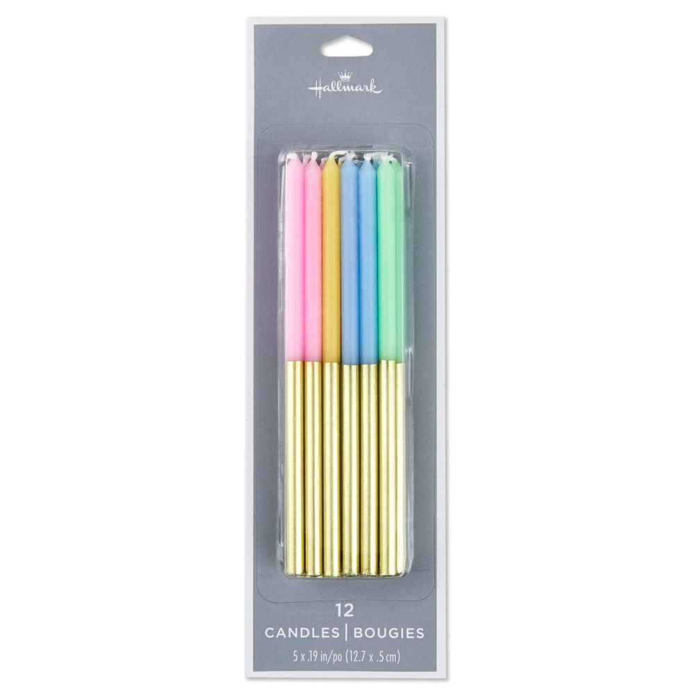 Hallmark Pastel With Gold-Dipped Tall Birthday Candles Pack