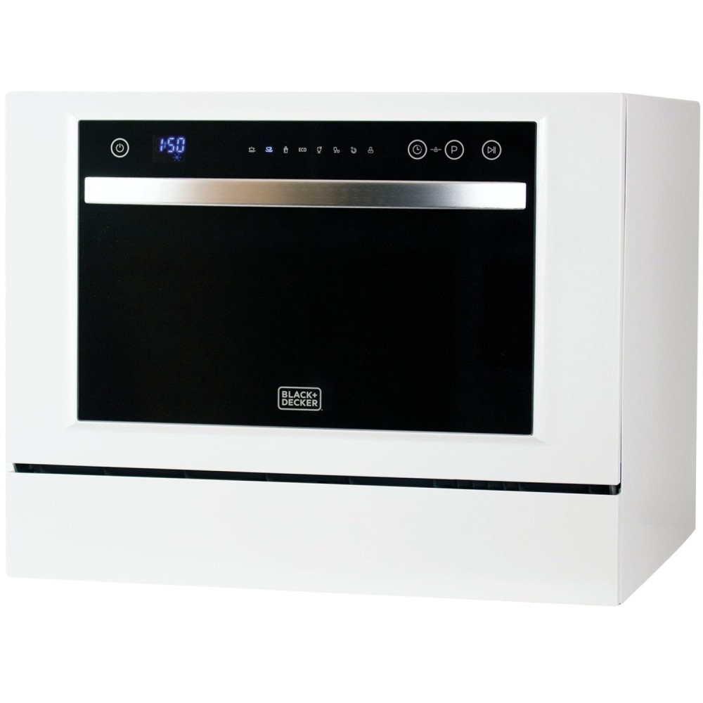 Black+Decker BCD6W Compact Countertop Dishwasher, White