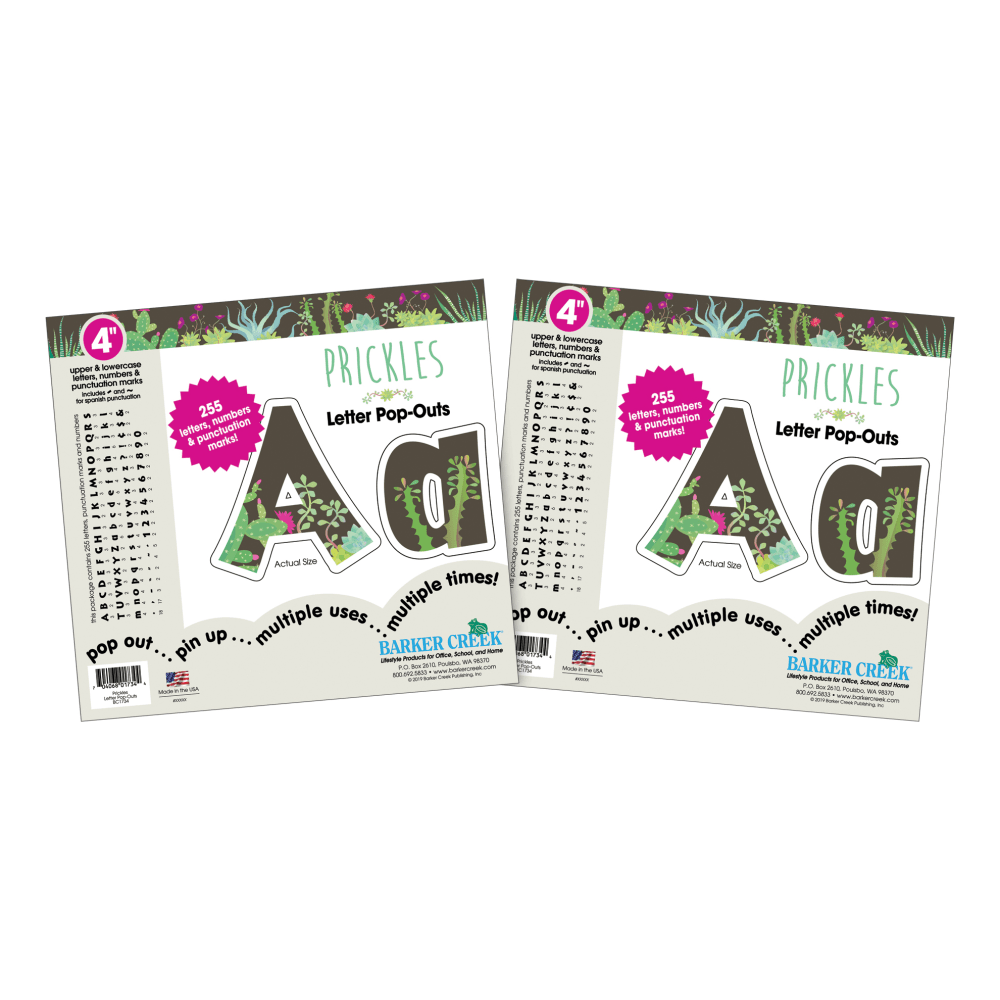 Barker Creek Letter Pop-Outs, 4", Prickles, 255 Characters