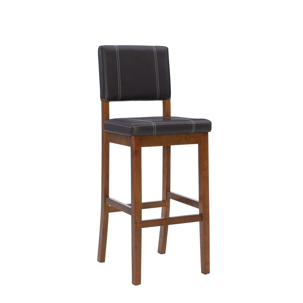 Linon Victoria Faux Leather Bar Stool, Dark Brown/Medium