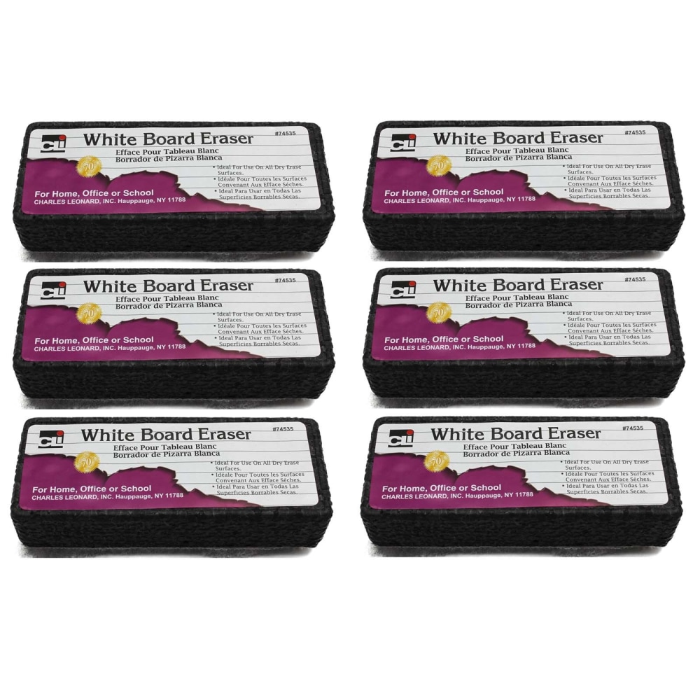 Charles Leonard Whiteboard Erasers, 5" x 2",