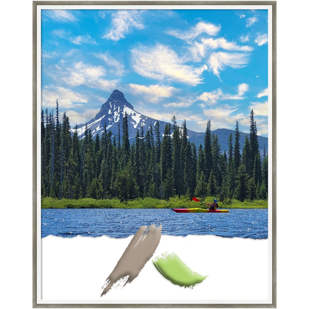 Amanti Art Lucie Silver White Wood Picture Frame,