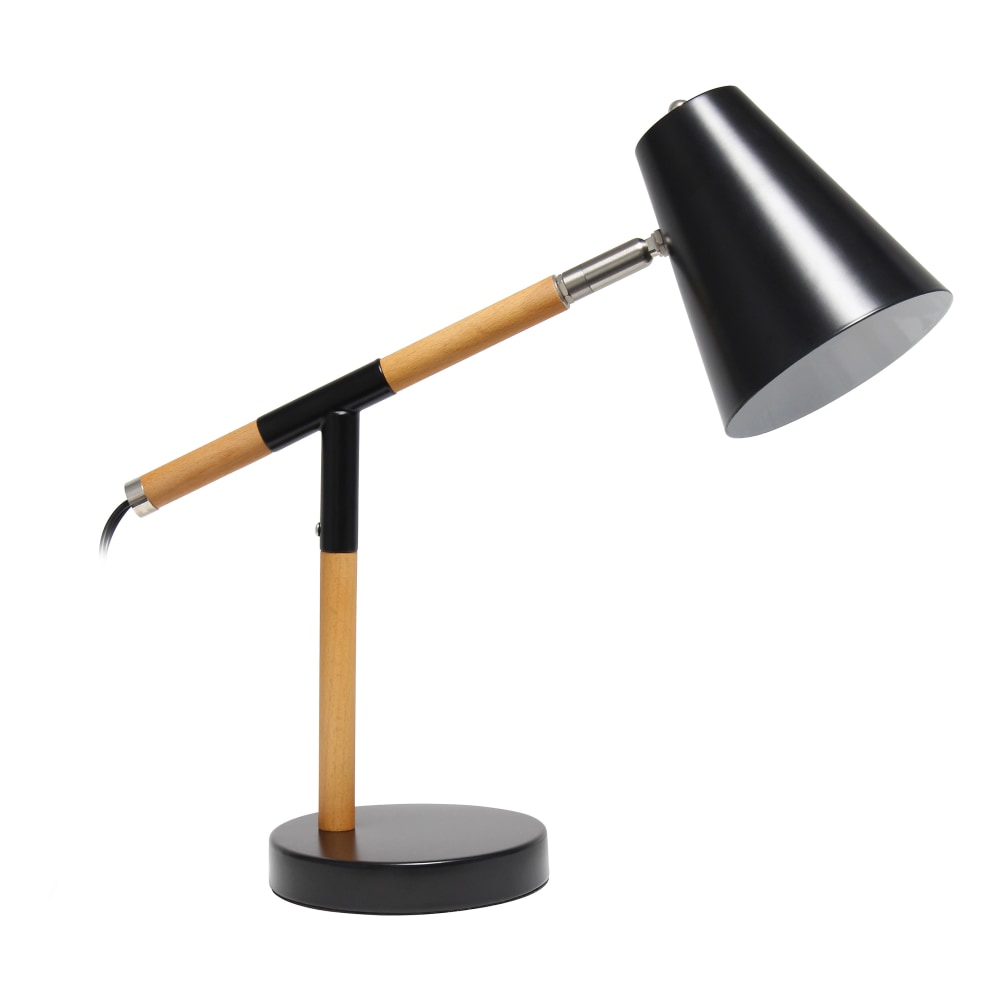 Simple Designs Black Matte and Wooden Pivot Desk