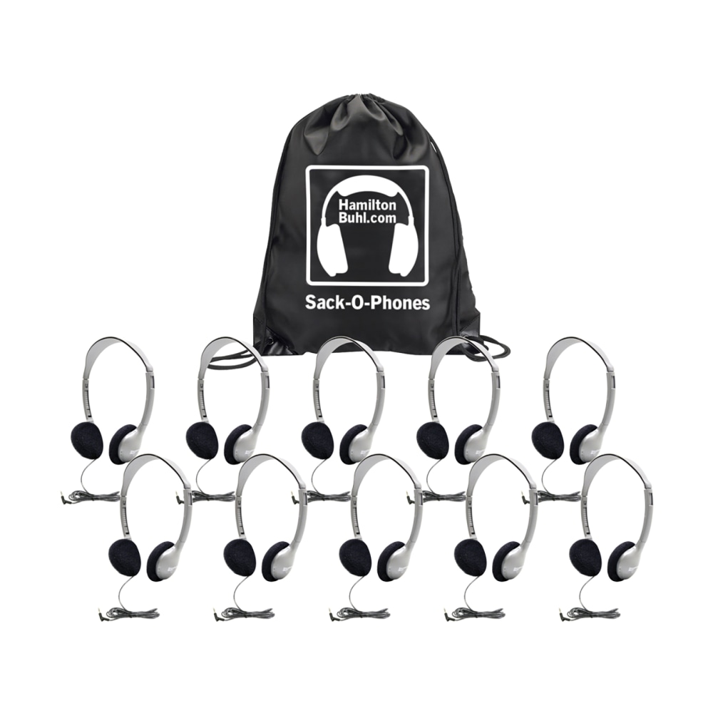 HamiltonBuhl™ HA2 Sack-O-Phone Headphones, Silver, Pack Of 10