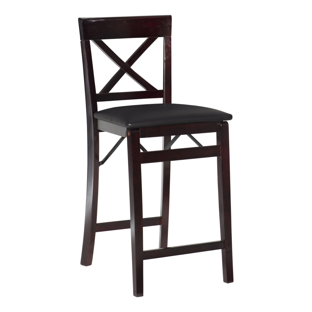 Linon Richland Faux Leather Folding Counter Stool, Espresso/Brown