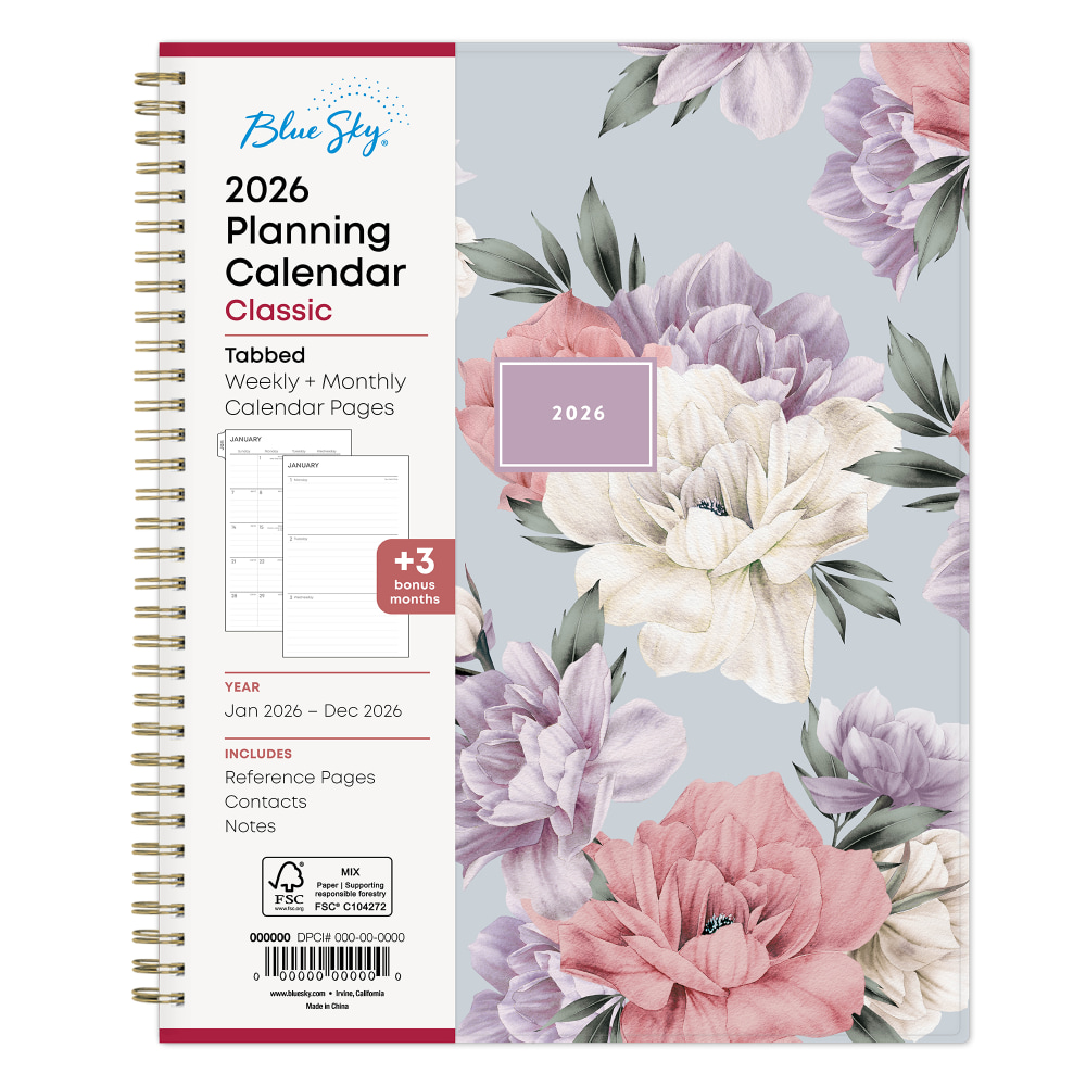 2026 Blue Sky Weekly/Monthly Planner, 8-1/2” x 11”,