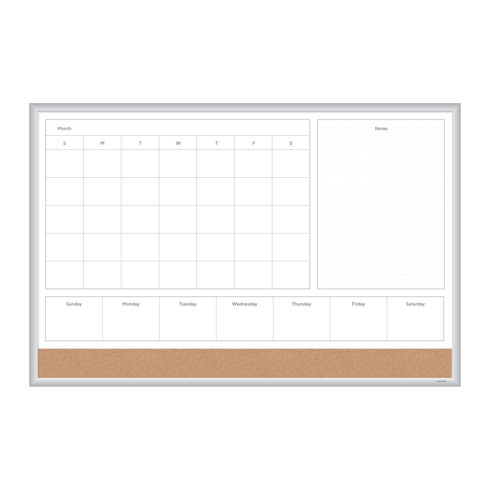 U Brands 4N1 Magnetic Dry-Erase Combo Board, 36"