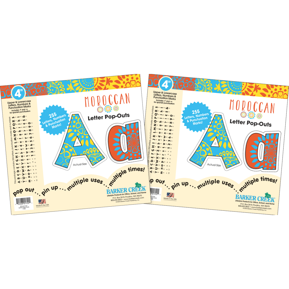 Barker Creek Letter Pop-Outs, 4", Moroccan, Pack Of