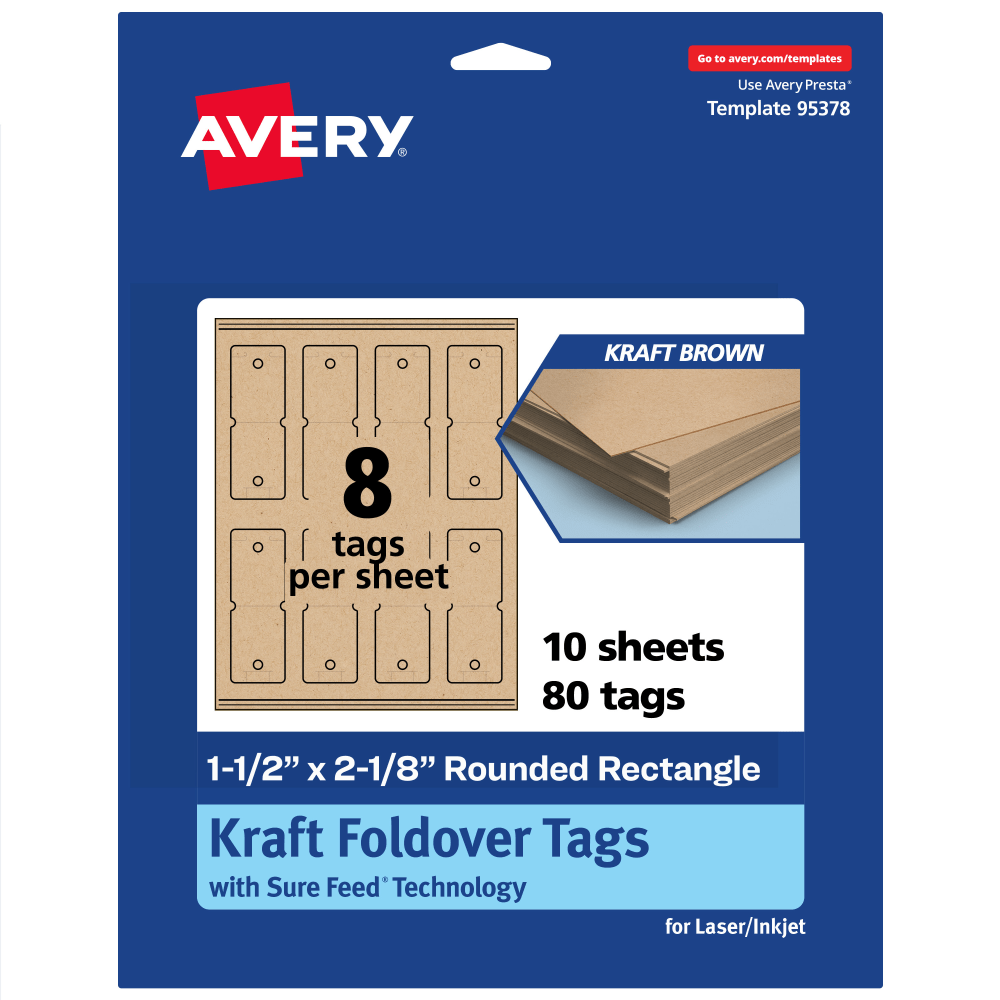 Avery® Print-To-The-Edge Foldover Tags With Sure Feed®
