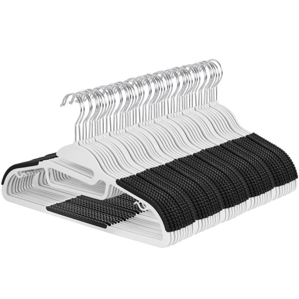 Elama Home Non-Slip Hangers, White/Black, Pack Of 50