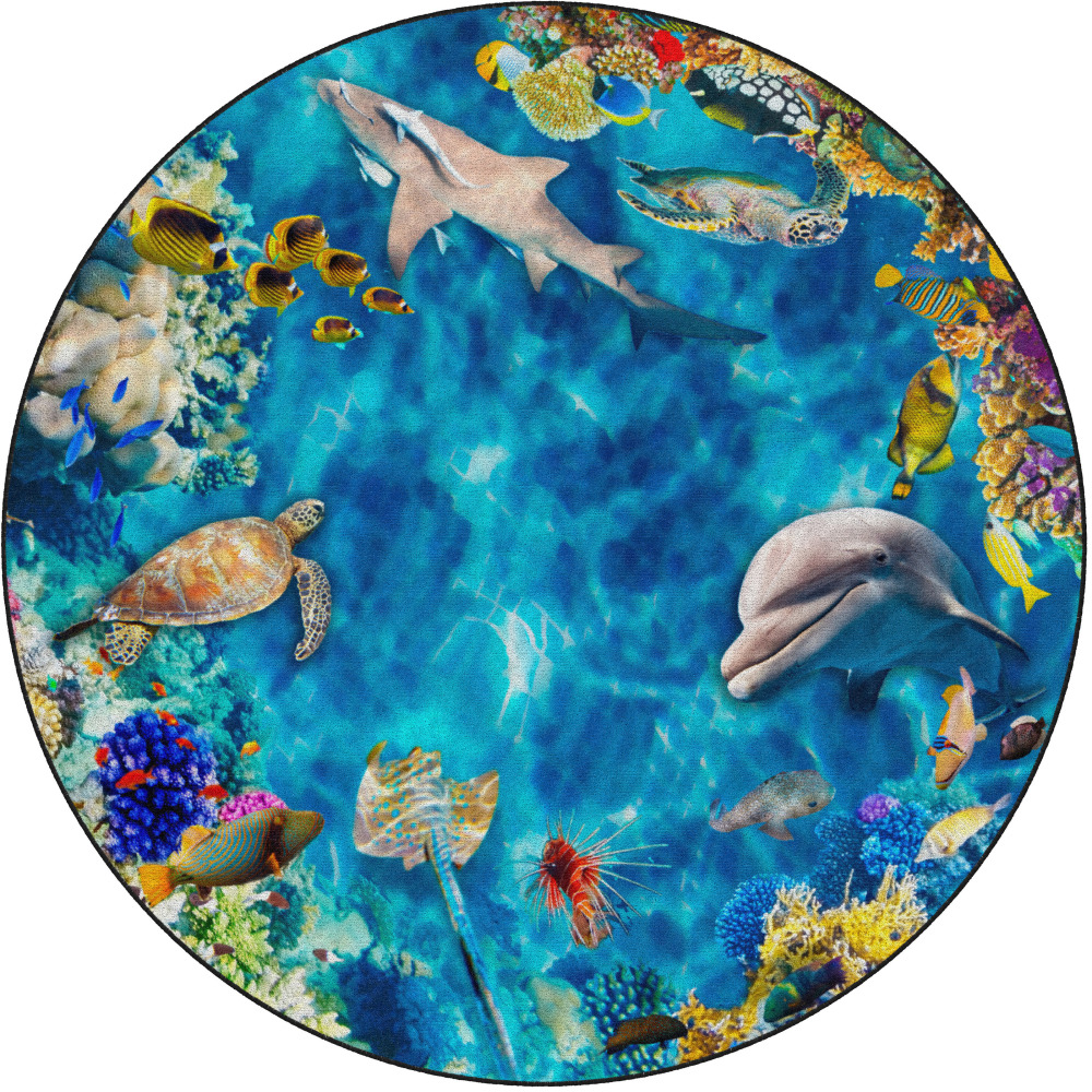 Flagship Carpets Into The Sea Round Area Rug,