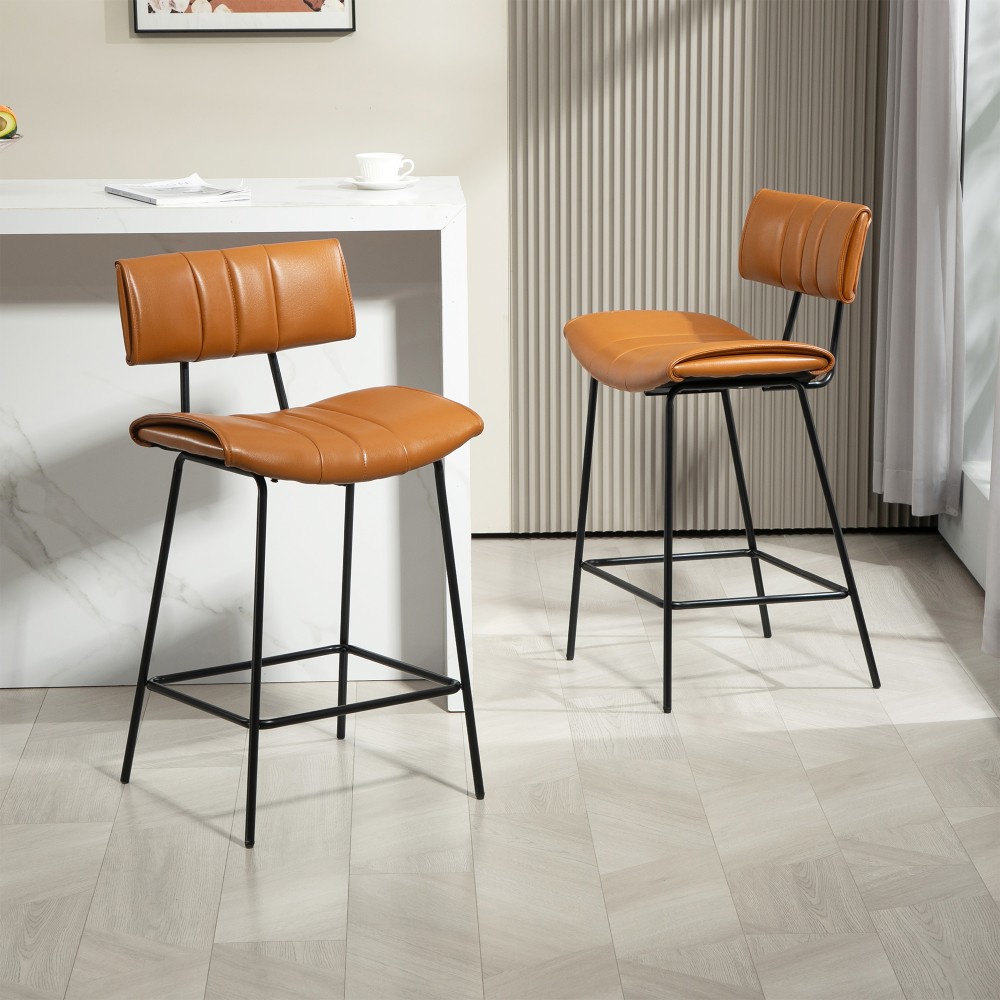 Glamour Home Belita Faux Leather Counter Height Stools