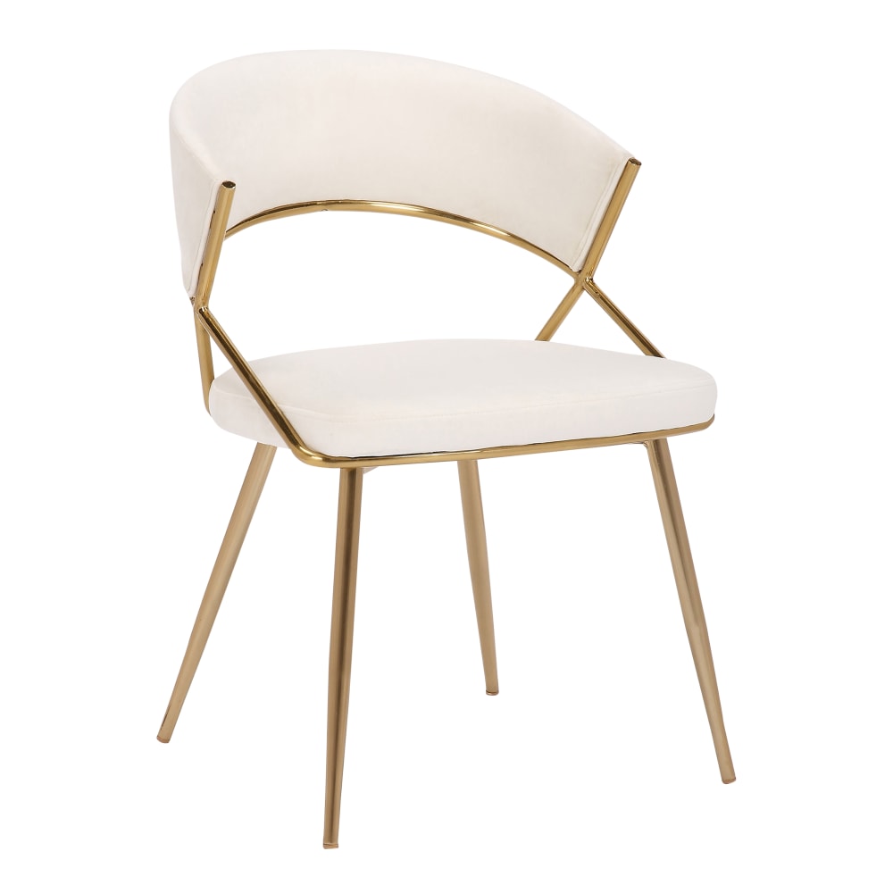 LumiSource Jie Glam Dining Chairs, Cream/Gold, Set Of