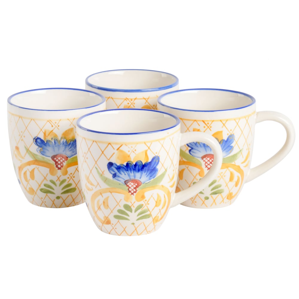 Laurie Gates Tierra Tile 4-Piece Hand Painted Stoneware