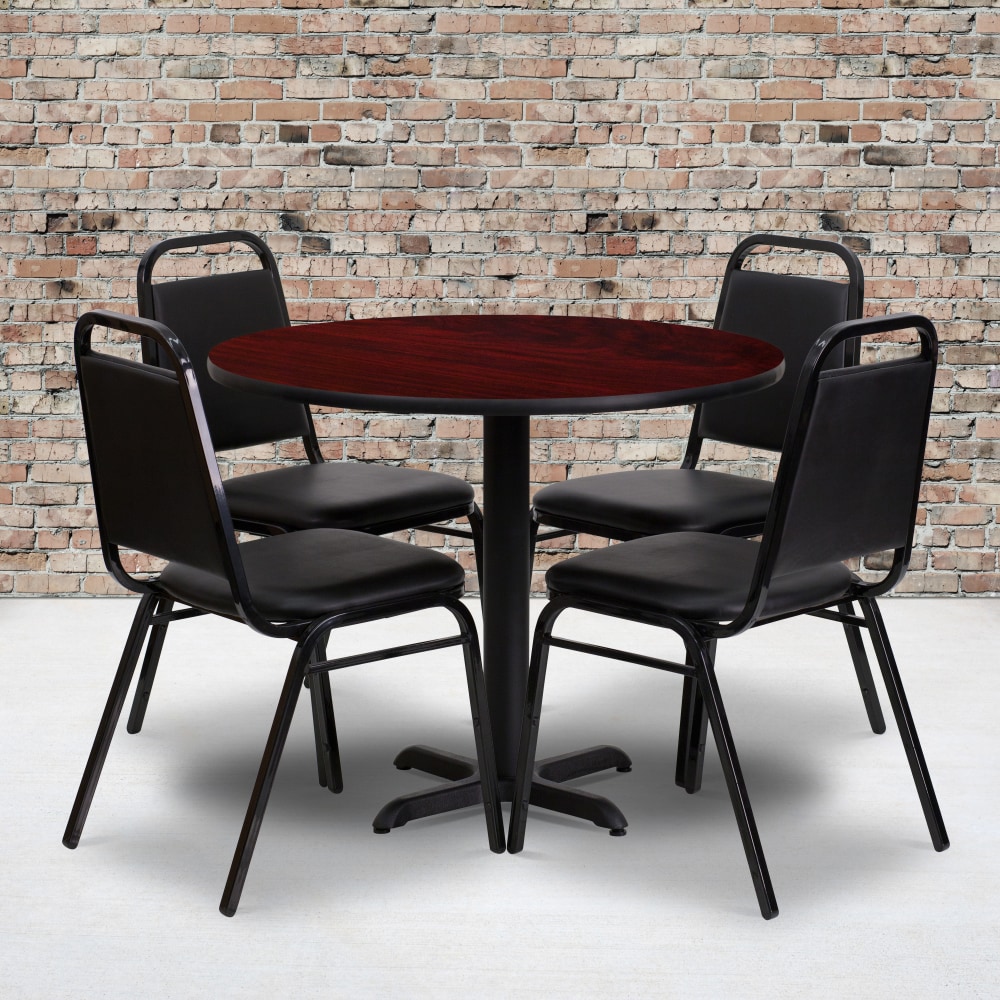 Flash Furniture Round Table With 4 Banquet Chairs,