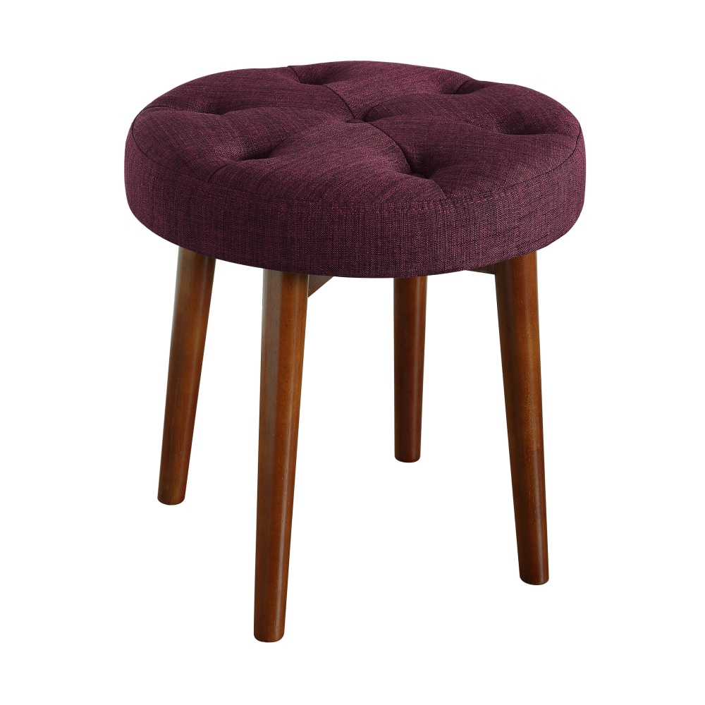 Elle Décor Penelope Round Tufted Stool, Royal Eggplant/Brown