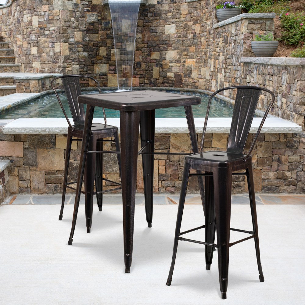 Flash Furniture Square Metal Bar Table Set With