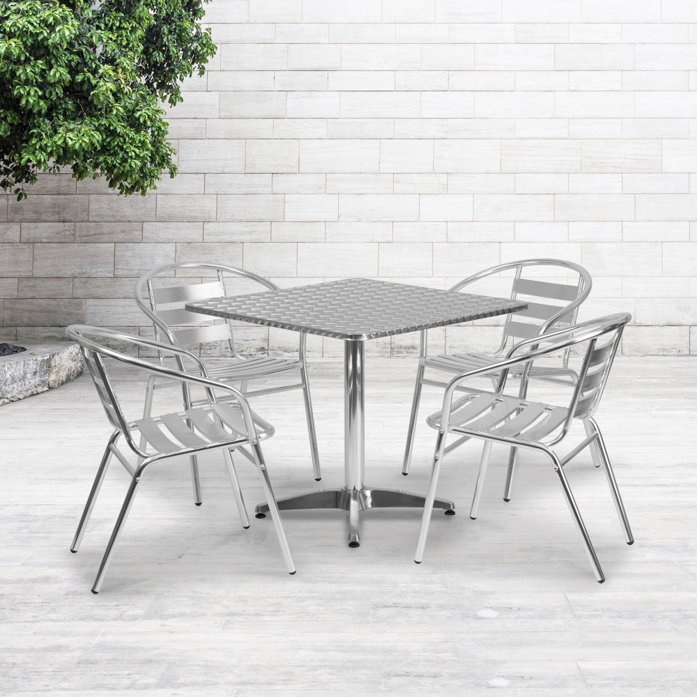 Flash Furniture Square Metal Indoor/Outdoor Table Set With