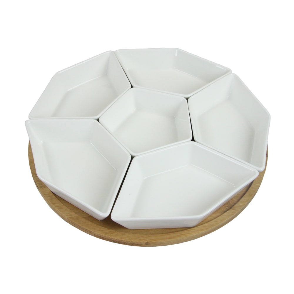 Elama Signature Modern 7-Piece Lazy Susan Server Set,