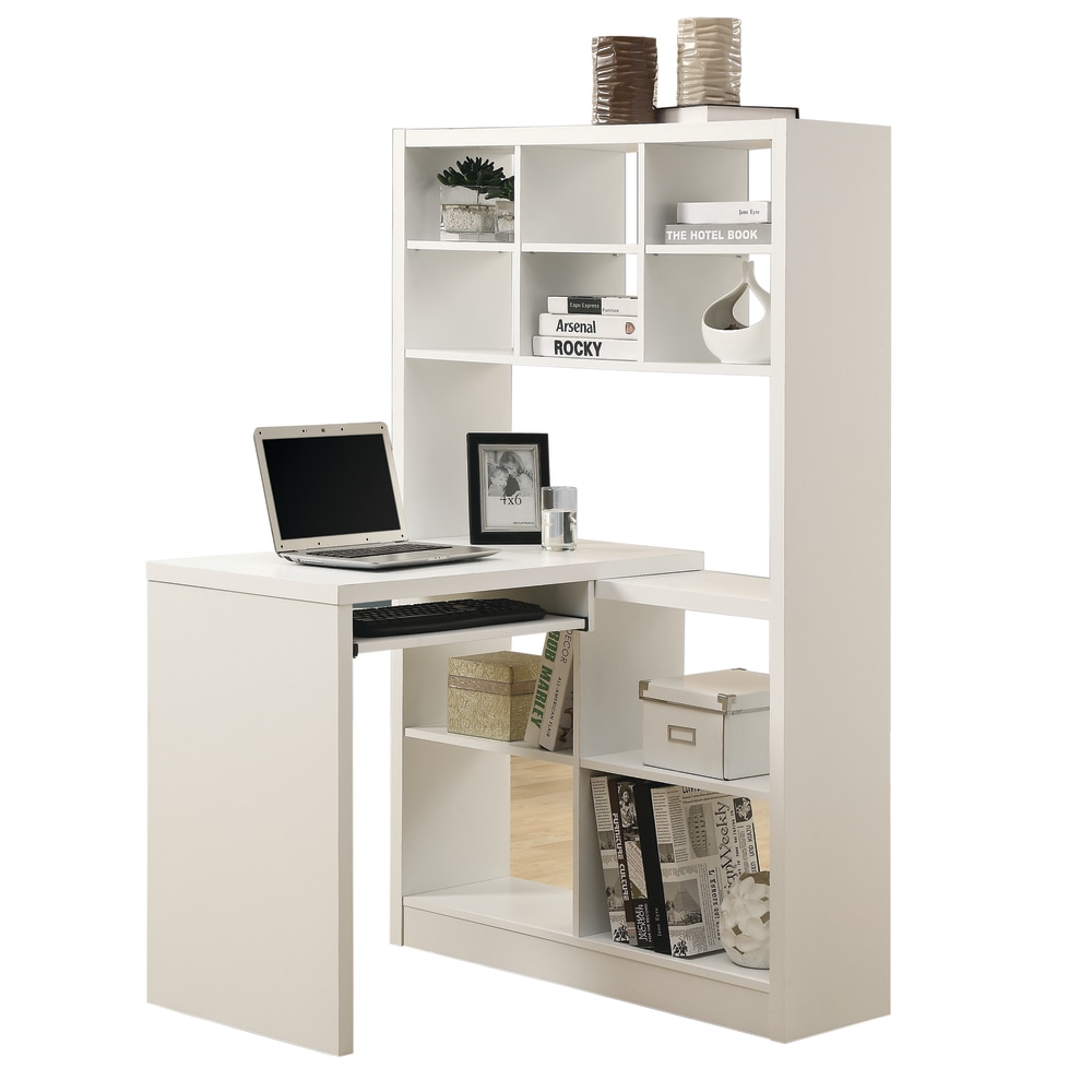 Monarch Specialties 38"W Corner Desk With Built-In Shelves,