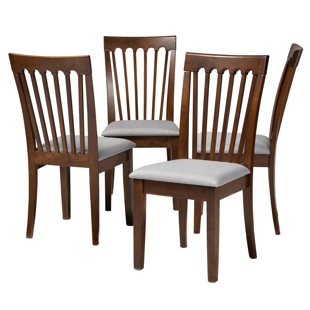 Baxton Studio Minette Dining Chairs, Gray/Walnut, Set Of