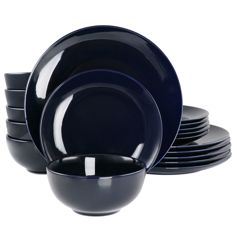 Elama Luna Porcelain Dinnerware Set, Dark Blue, Set