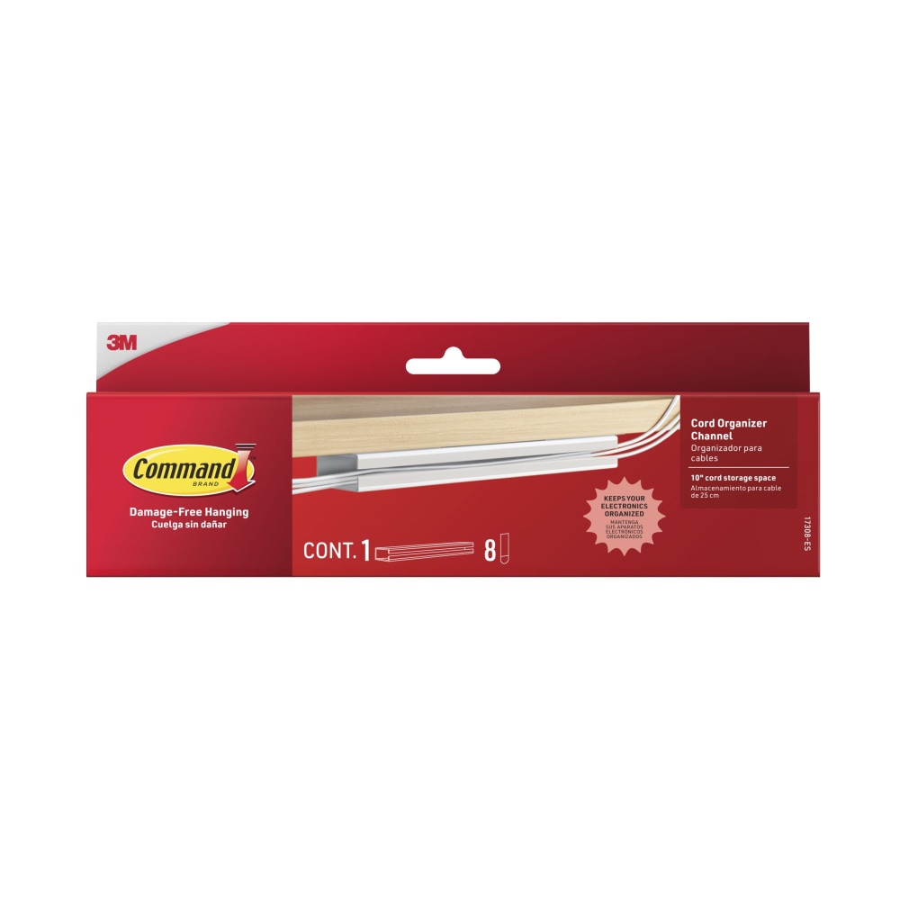Command™ Cord Organizer Channel, 1 White Channel, 8