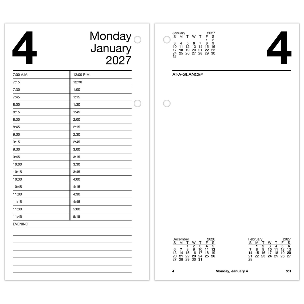 AT-A-GLANCE® 2027 Daily Loose-Leaf Desk Calendar Refill,